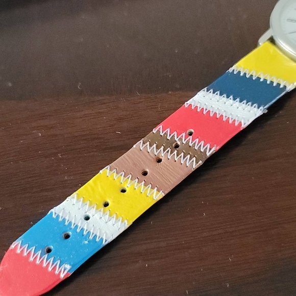 Vintage Marcel Drucker Signature Patchwork Leather Band Watch Original Box - Picture 4 of 7